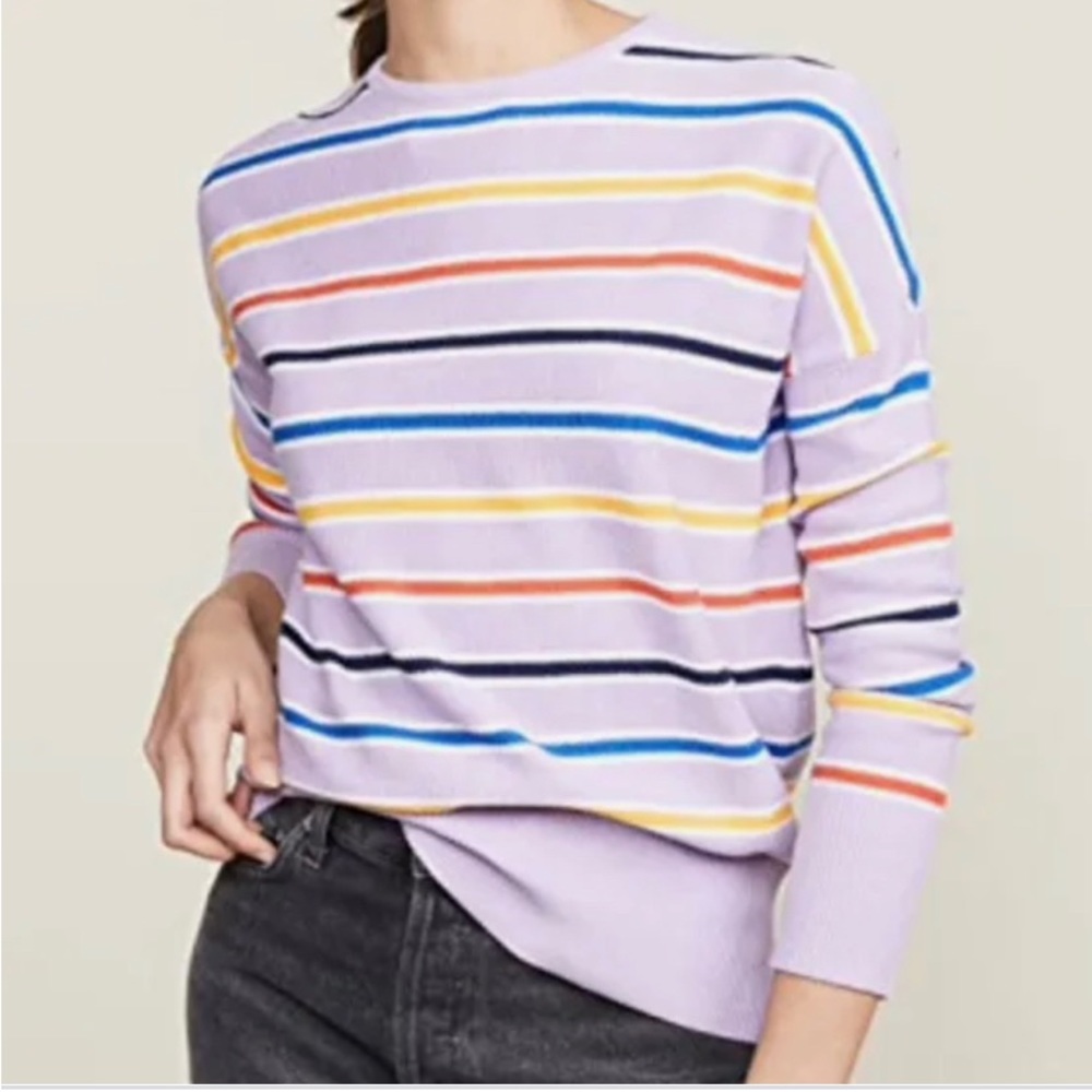 KULE Striped Bateau Neckline Sweater. Warn once.  Non smoker